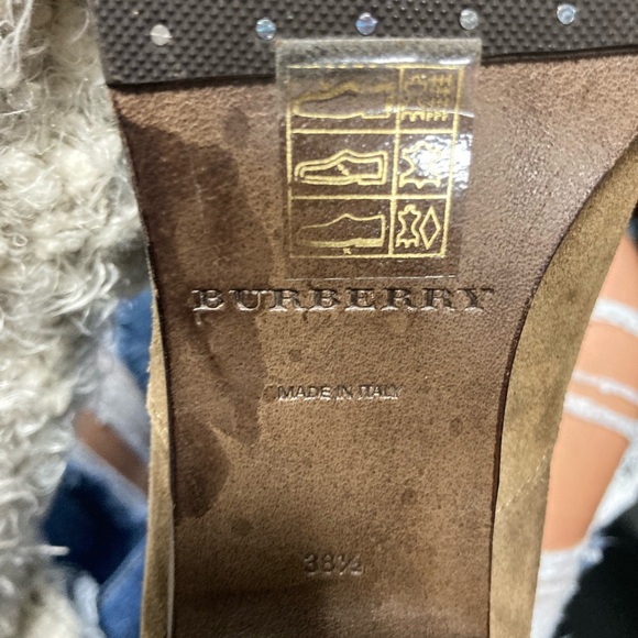 BURBERRY Size 38 1/2;  US 7.5 Brown Suede Chunky heel Boots - Picture 4 of 5